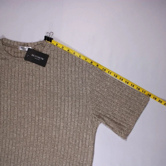BestShow Shirts Womens L Beige Knit Soft Stretch Casual Shirt Fits24.25x28.5 NEW - Picture 7 of 8
